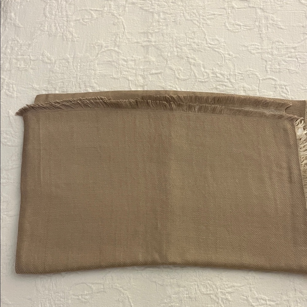 Tan Fringed gold foiled Scarf